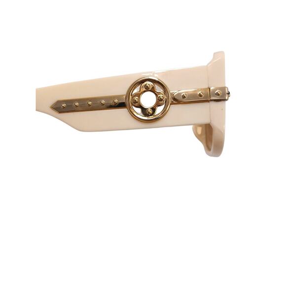 Art Deco Luxe Fashion Sunglasses Oversized Square Frames Beige Gold Flower Glam main image 4